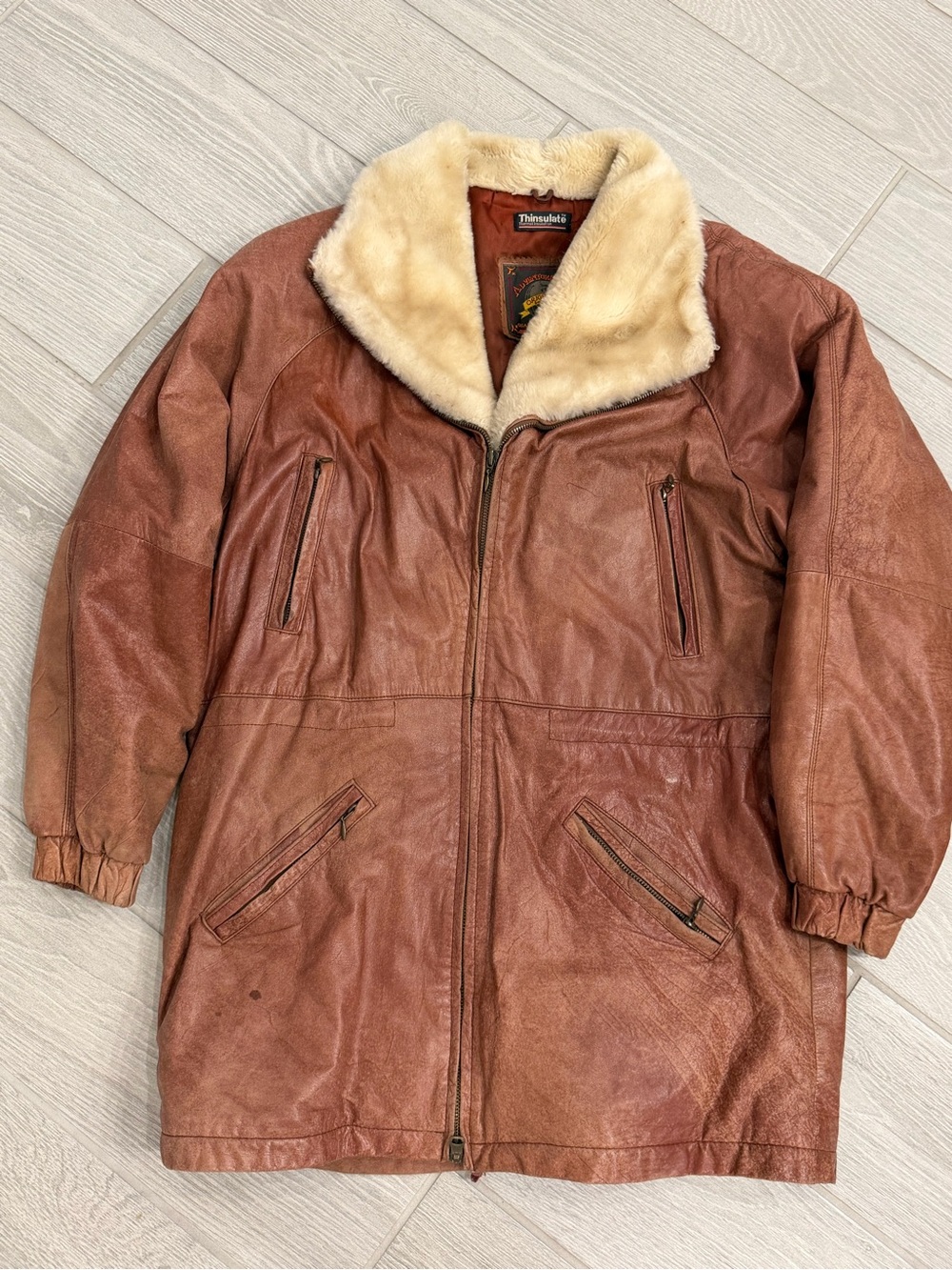 WILSONS LEATHER Vintage Adventure Bound Faux Fur Collar Thinsulate Small GUC